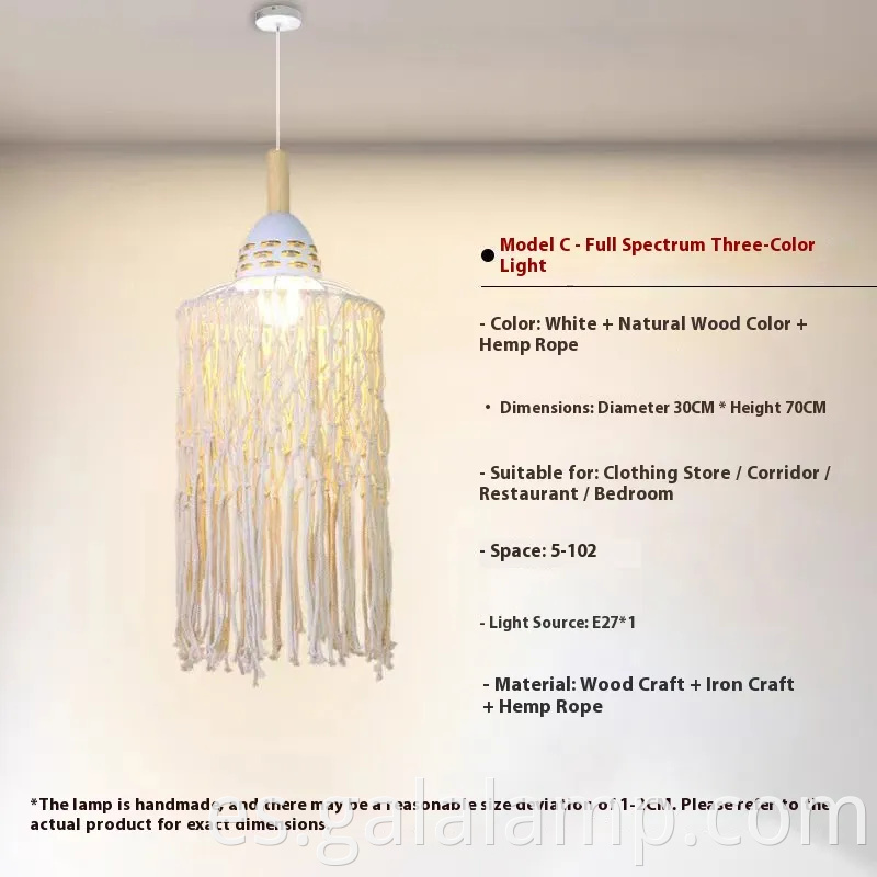 Luz colgante de Boho MacRame hecho a mano para una acogedora decoración de dormitorios y sala de estar